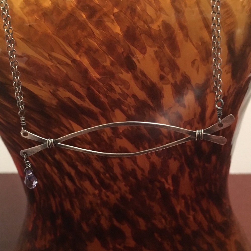 MORGAN DANE OXIDIZED SS  & AMETHYST WINK NECKLACE
